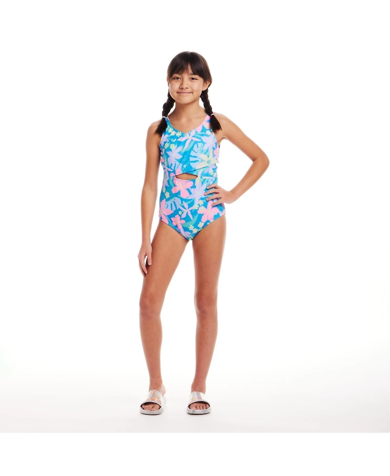 Toddler/Child Girls Blue Criss-Cross Swimsuit