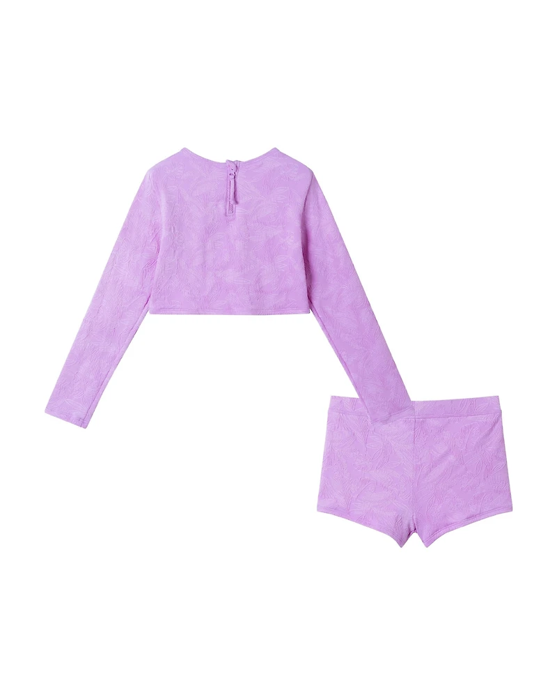 Toddler/Child Girls Textured Floral Print Rashguard Set