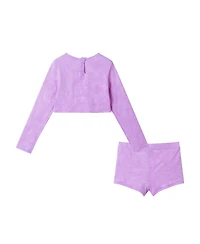 Toddler/Child Girls Textured Floral Print Rashguard Set