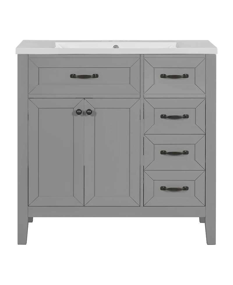 Streamdale 36" Bathroom Vanity with Sink Combo, Bathroom Cabinet with Drawers, Solid Frame and Mdf Board, Grey