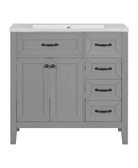 Streamdale 36" Bathroom Vanity with Sink Combo, Bathroom Cabinet with Drawers, Solid Frame and Mdf Board, Grey