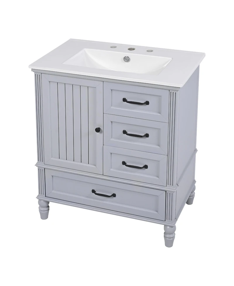 Streamdale 30" Grey Bathroom Vanity Cabinet with Sink and Storage