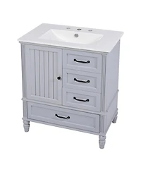 Streamdale 30" Grey Bathroom Vanity Cabinet with Sink and Storage