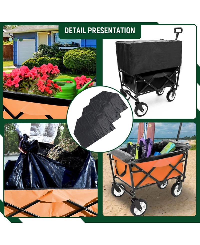 Streamdale Multi-Use Collapsible Wagon with 3 Liners, Heavy Duty Utility Cart