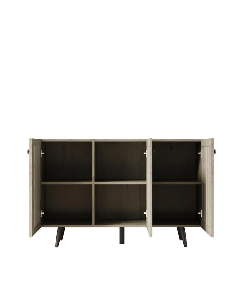 Streamdale Gray Storage Cabinet with 3 Doors, Adjustable Shelf, and Coffee Bar