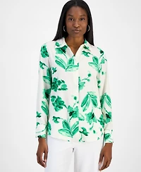 Bar Iii Women's Printed Button-Front Blouse, Exclusively at Macy's