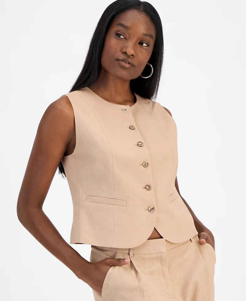 Bar Iii Women's Button-Front Vest, Exclusively at Macy's