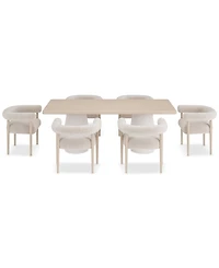 Lunare 7-Pc. Dining Set (Rectangular Table & 6 Rolled Back Chairs)