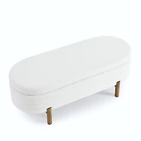 Streamdale Ottoman Oval Storage Bench,Rubber Wood Leg,Beige(46."x17.7"x10.8")