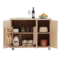 Streamdale 51" Solid Wood Handwoven Kitchen Island on Wheels