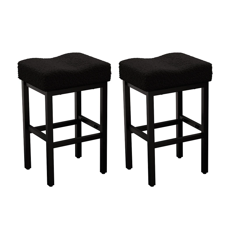 Dyhome Counter Height Bar Stools Set of 2, 27 Inches Modern Kitchen Stools, Metal Legs Backless Saddle Stool Chair for Island, Dining Room