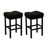 Dyhome Counter Height Bar Stools Set of 2, 27 Inches Modern Kitchen Stools, Metal Legs Backless Saddle Stool Chair for Island, Dining Room