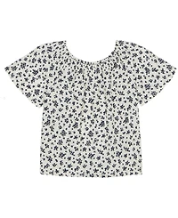 Calvin Klein Big Girls Floral Tie Front Short Sleeve Top