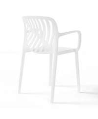 Outdoor Modern Stackable Patio Dining Armchairs (Set of 2)