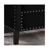 Upholstered Velvet Storage Bench with Nailhead Trim for Entryway, Bedroom & Living Room-The Pop Home