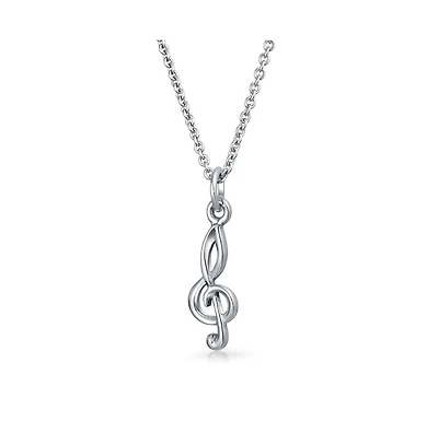 Bling Jewelry Sterling Silver Treble Clef Pendant Necklace Music Teachers and Students