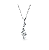 Bling Jewelry Sterling Silver Treble Clef Pendant Necklace Music Teachers and Students