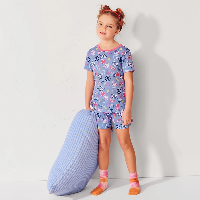 Lands' End Big Girls Short Sleeve Tee and Shorts Pajama Set