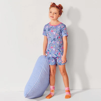 Lands' End Big Girls Short Sleeve Tee and Shorts Pajama Set