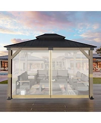 Aoodor Universal 12 x 14 ft. Gazebo Replacement Mosquito Netting Screen 4-Panel Sidewalls with Double Zipper (Only Netting)