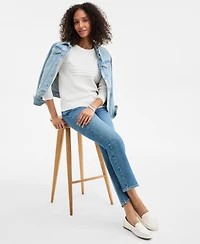 Style & Co Women's Cotton Crewneck Flag Sweater, Exclusively at Macy's