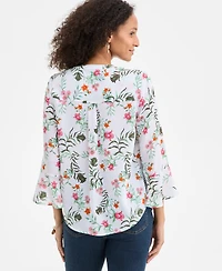 Style & Co Petite Floral Pintucked Top, Exclusively at Macy's