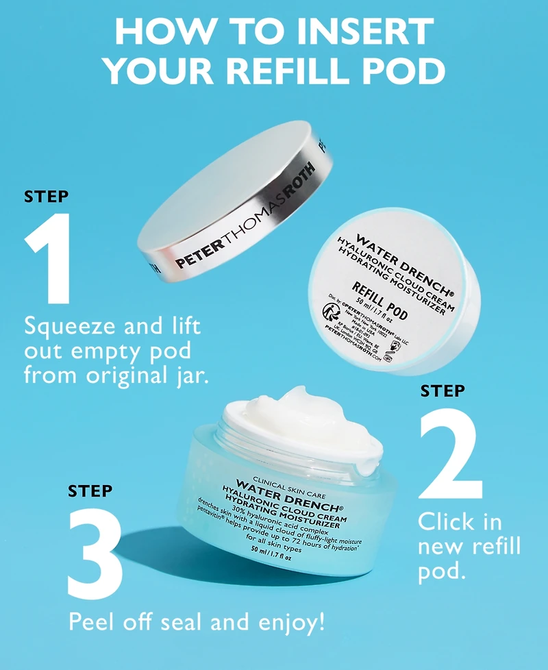 Peter Thomas Roth Water Drench Hyaluronic Cloud Cream Hydrating Moisturizer Refill Pod, 1.7 oz.
