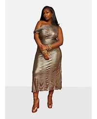 Rebdolls Women's Yule Liquid Metal Slip Midi Dress