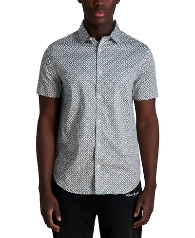 Karl Lagerfeld Paris Men's Regular-Fit Double Ll Logo-Print Button-Down Shirt