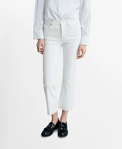 Mango Women's Sienna Flared Cropped Jeans