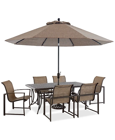 Wythburn Outdoor Dining 7pc Set (72"x38" Table & 6 Sleek Sling Chairs), Created for Macy's