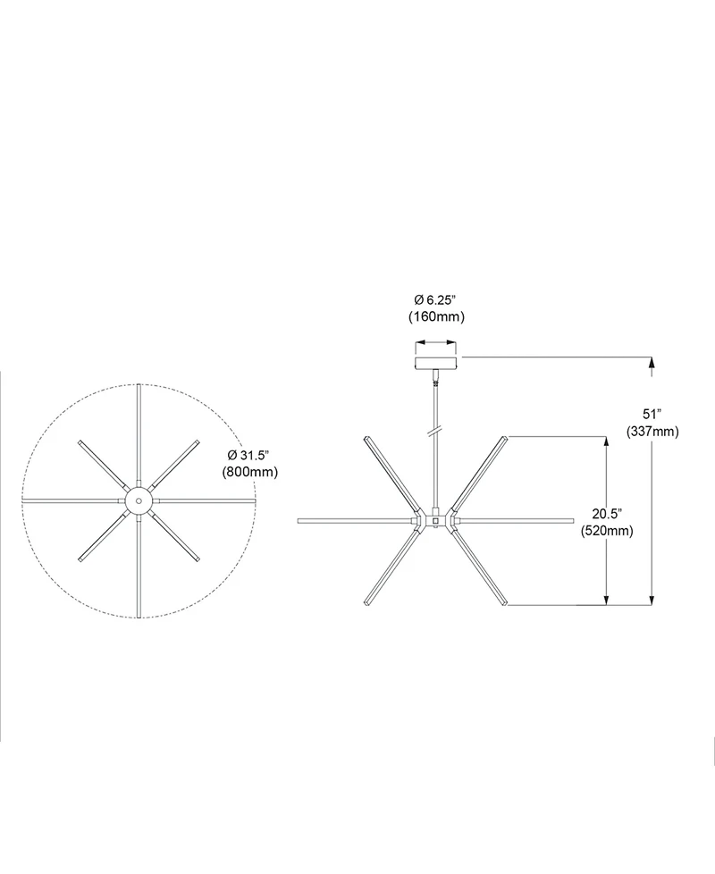 Dainolite 20.5" Metal Array 12 Light Led Chandelier