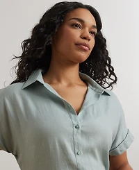 Lauren Ralph Plus Linen Dolman Sleeve Top