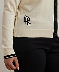 Lauren Ralph Lauren Plus Size Two-Tone Cotton-Blend Cardigan