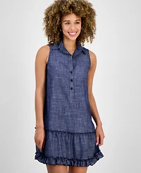 Robbie Bee Women's Button-Front Ruffled-Hem Dress