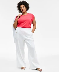 I.n.c. International Concepts Plus Size Rhinestone Rolled-Sleeve Top, Created for Macy's