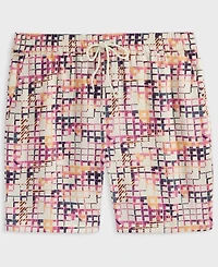 Mode of One Men's Squared Up Relaxed-Fit Geo-Print 6-1/2" Shiny Twill Shorts, Exclusively at Macy's