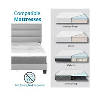 Boyd Sleep Piedmont Leatherette Upholstered Platform Bed Frame with Adjustable Headboard