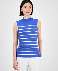 Tahari Asl Women's Striped Mock Neck Knit Top