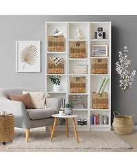 Casafield 12" x 12" Mixed Weave Storage Baskets, Natural - Set of Collapsible Cubes, Woven Bin Organizers for Bathroom, Bedroom