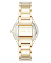 Nine West Women's Quartz White and Gold-Tone Metal Alloy Watch, 34mm