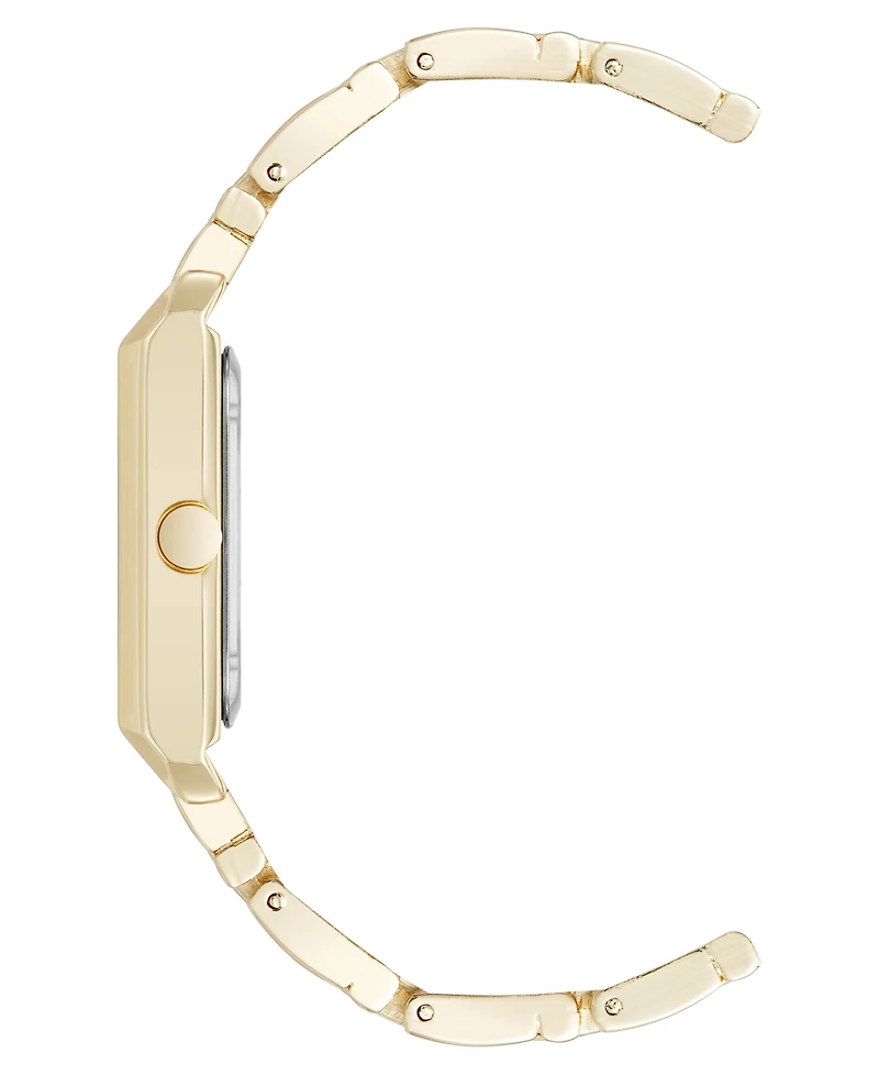 Nine West Women's Quartz Rectangular White and Gold-Tone Metal Alloy Watch, 24mm