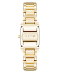 Nine West Women's Quartz Rectangular Gold-Tone Metal Alloy Bracelet Watch, 24mm