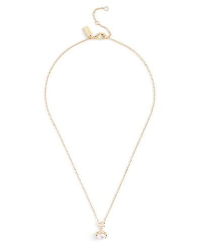 Coach Faux Stone Signature Cultivated Pearl Orb Pendant Necklace