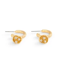 Coach Faux Stone Floral Huggie Hoop Earrings