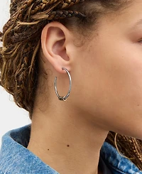 Coach Large Signature Quilted Tube Hoop Earrings