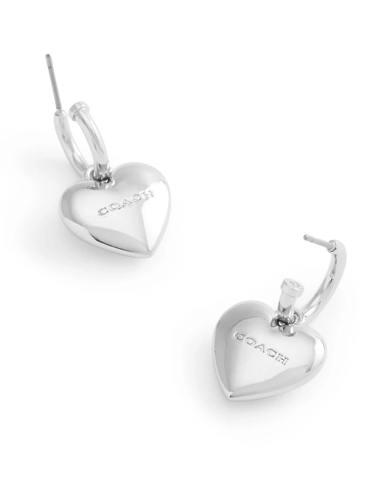 Coach Signature Heart Charm Huggie Earrings
