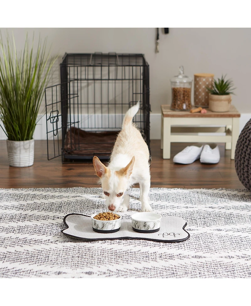Bone Dry Marble Pet Bowl Set/2