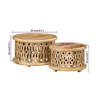 2 Piece Coffee Table Set Solid Wood Mango