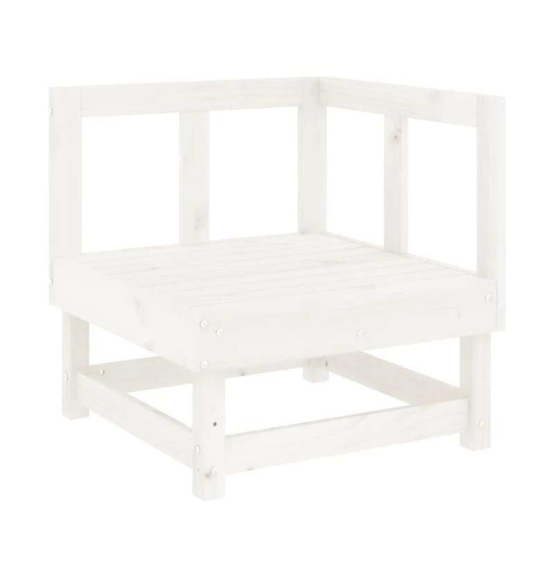 3 Piece Patio Lounge Set White Solid Wood Pine
